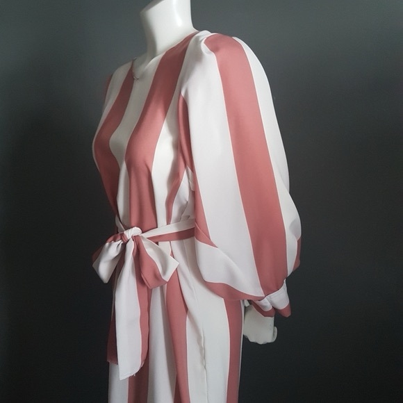 Eleanor Geraldine Striped Ruffled Midi Dress Size M - Picture 5 of 8